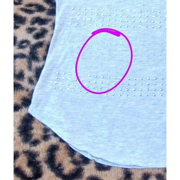 Apt. 9 Women's Gray Striped Rhinestone Accent Short Sleeve Basic T-Shirt Top PM - Picture 5 of 5